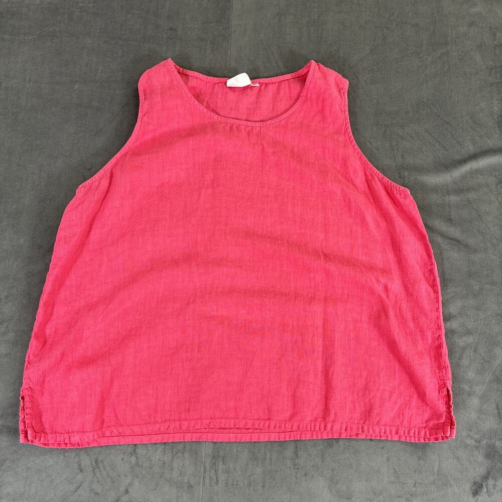 Hot Cotton Woman by Marc Ware Hot Pink Sleeveless Linen Tank Top Plus Size FS